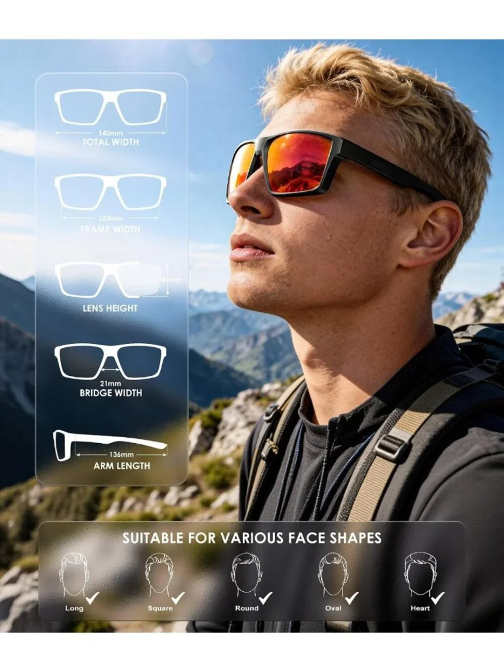 Polarized UV400 Sports Sunglasses for Men & Women - Ideal for Driving, Running